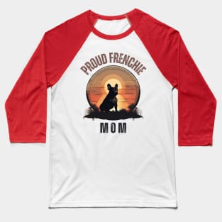 Vintage Sunset Proud Frenchie Mom Baseball T-Shirt